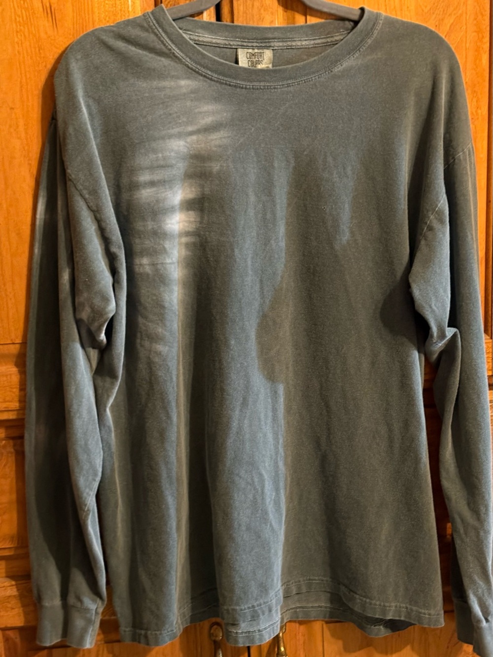Comfort Colors Men's Long Sleeve Crewneck Green White Large